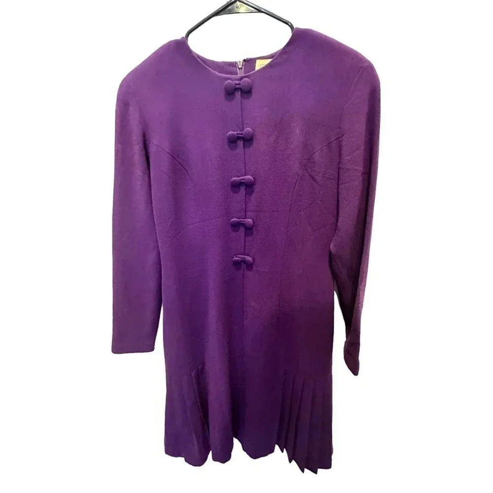 Spenser Jeremy Women's Purple Wool Long Sleeve vintage Dress Size 4